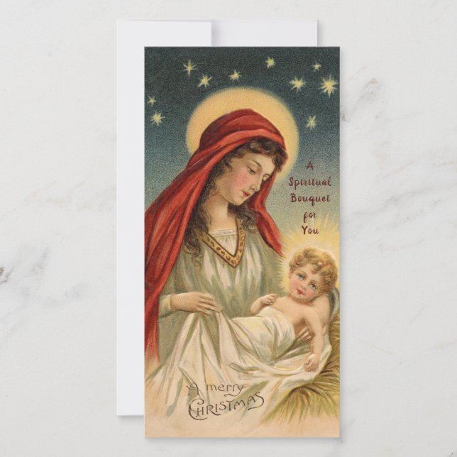 Spiritual Prayer Bouquet Catholic Religious Holiday Card (Front)
