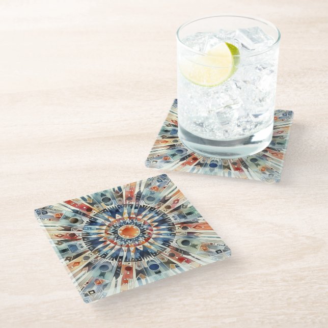 Spiritual Prayer Circle Glass Coaster (Angled)