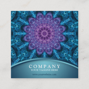 Spiritual purple flower, sea of blue square business card