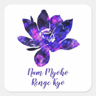 Spiritual Purple Lotus Flower Nam Myoho Renge Kyo Square Sticker