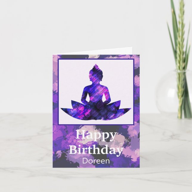 Spiritual Purple Lotus Yoga Card (Front)
