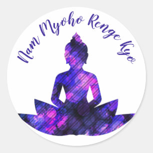 Spiritual Purple Lotus Yoga Nam Myoho Renge Kyo Classic Round Sticker