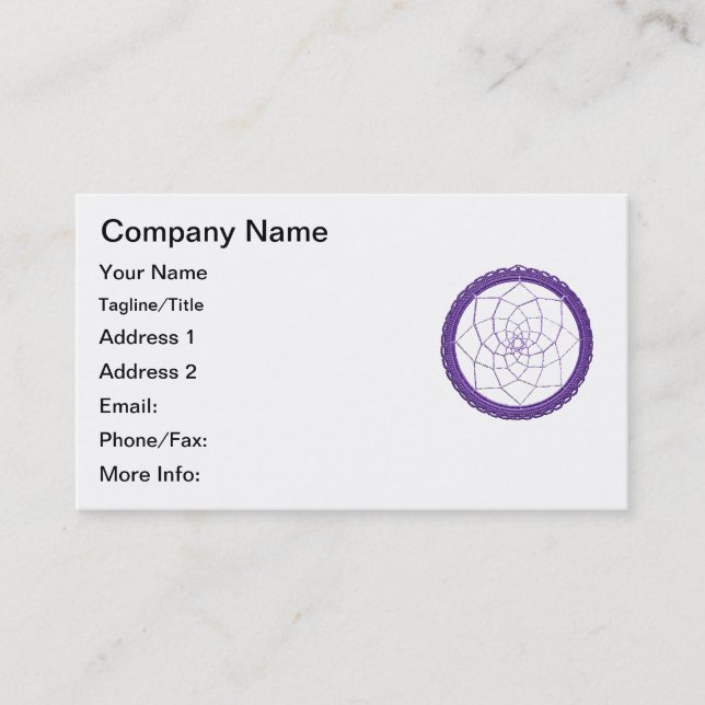 Spiritual Purple Native American Dream Catcher Business Card (Front)