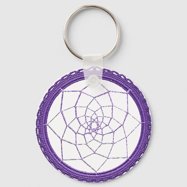 Spiritual Purple Native American Dream Catcher Key Ring (Front)