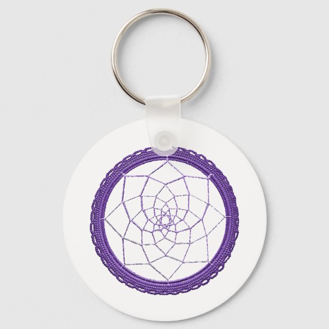 Spiritual Purple Native American Dream Catcher Key Ring (Front)