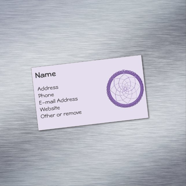 Spiritual Purple Native American Dream Catcher Magnetic Business Card (In Situ)
