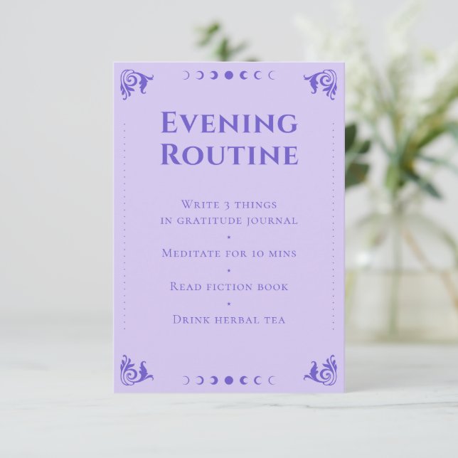 Spiritual Purple Tarot Evening Routine Card (Standing Front)