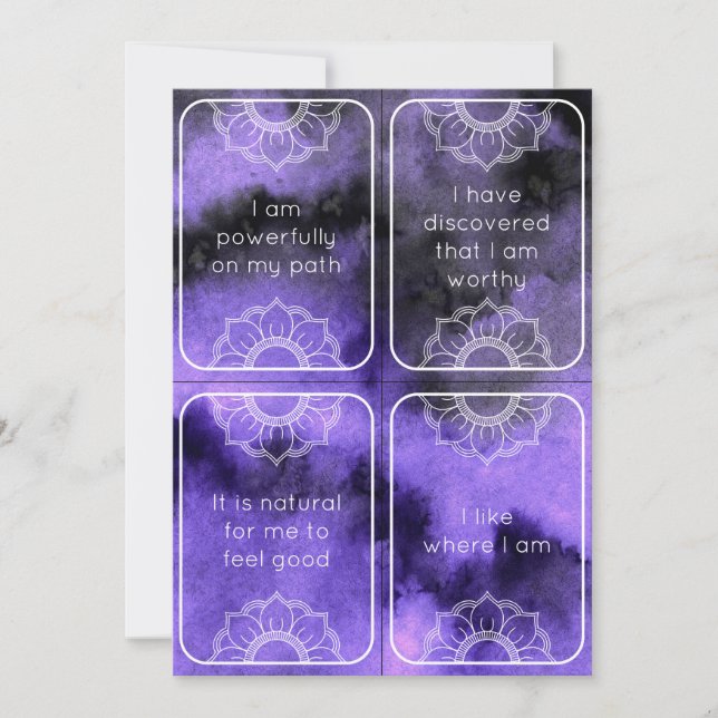 Spiritual Purple Watercolor Affirmation Set Cards (Front)