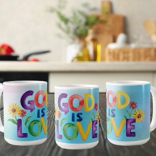 Spiritual Quote God is Love Colourful Modern Desig Coffee Mug