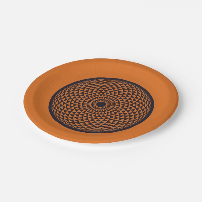 Spiritual Red Grey Mandala Geometric Oriental Paper Plate (Angled)