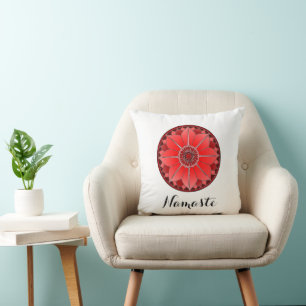Spiritual Red Mandala Namaste Cushion