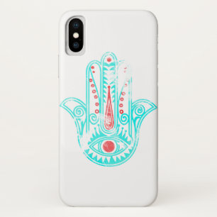 Spiritual red teal watercolor Hamsa Hand of Fatima iPhone X Case