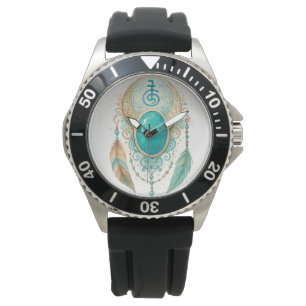 Spiritual Reiki Clock with Turquoise Gem & Sei He  Watch