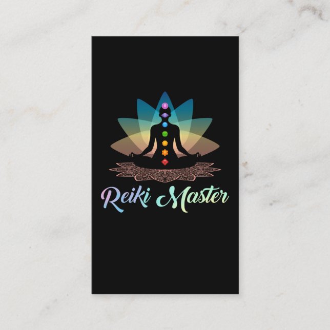 Spiritual Reiki Master Chakra Yoga Meditation Business Card (Front)
