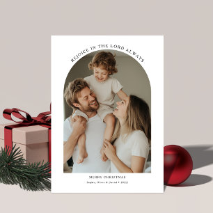 Spiritual Religious Rejoice Christmas Arch Photo Holiday Card