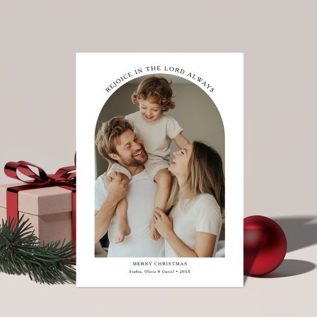 Spiritual Religious Rejoice Christmas Arch Photo Holiday Card (Creator Uploaded)