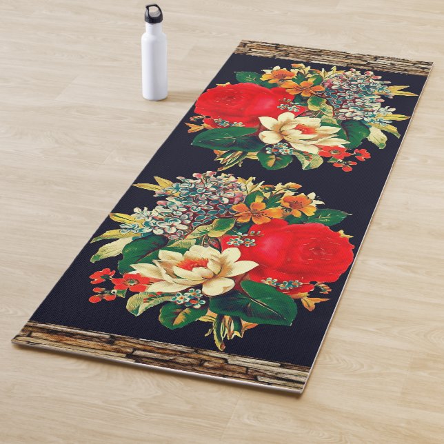 Spiritual Retreat Nature Floral Scene Garden Roses Yoga Mat (In Situ)