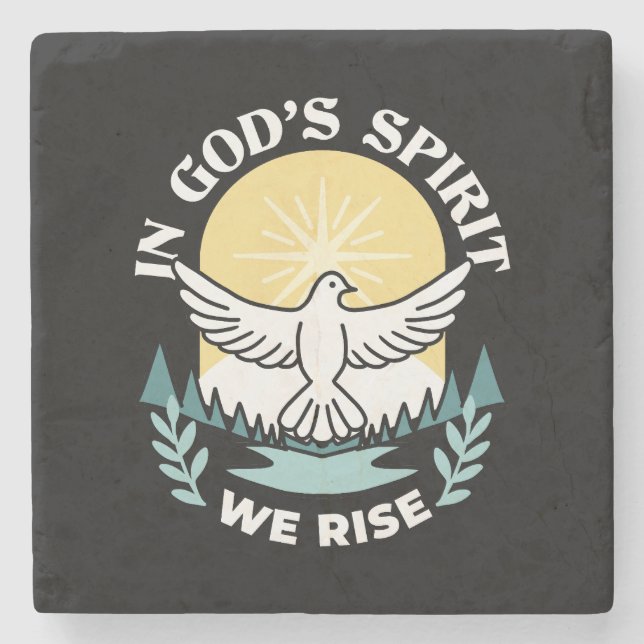 Spiritual Strength in God – Uplifting Christian Stone Coaster (Front)