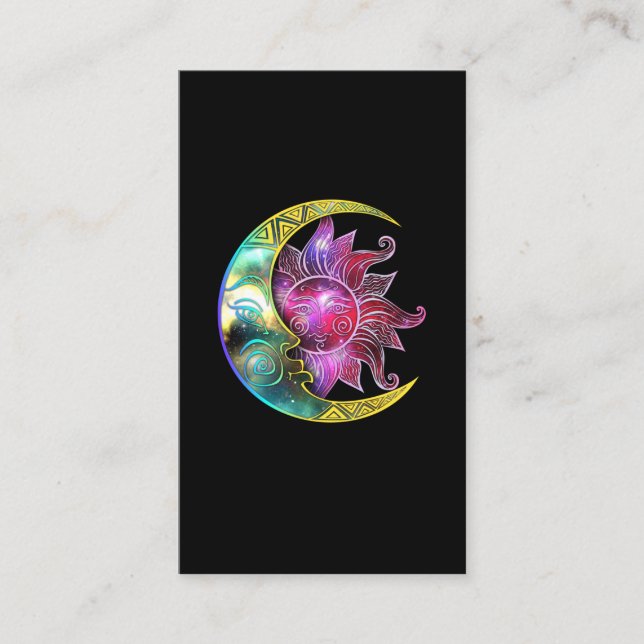 Spiritual Sun Moon Galaxy Business Card (Front)