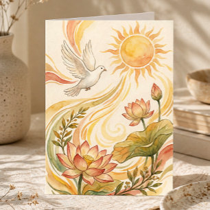 Spiritual Sunlight Art Dove & Lotus Healing Card