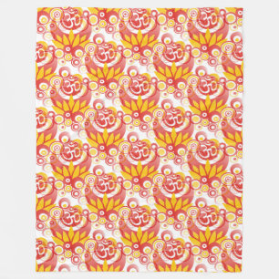 Spiritual Symbols Om Lotus - seamless pattern 1 Fleece Blanket