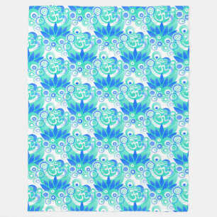 Spiritual Symbols Om Lotus - seamless pattern 2 Fleece Blanket
