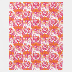 Spiritual Symbols Om Lotus - seamless pattern 3 Fleece Blanket