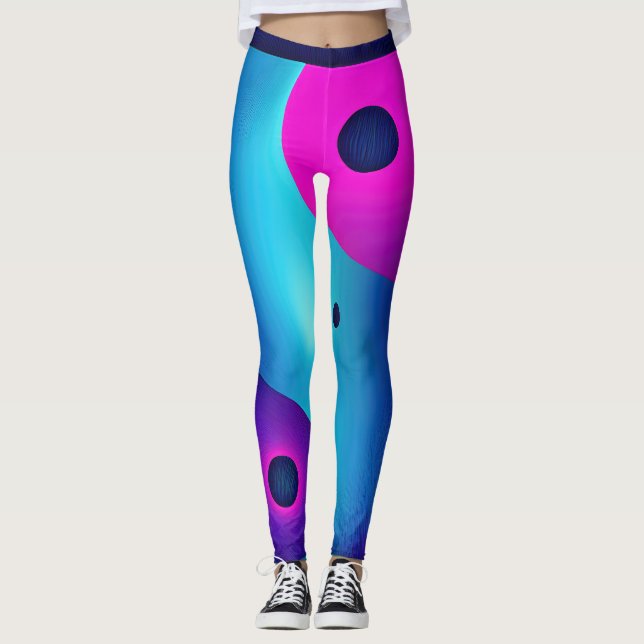 Spiritual Symmetry:  Bright Abstract Yin Yang Leggings (Front)