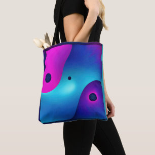 Spiritual Symmetry: Bright Abstract Yin Yang Tote Bag