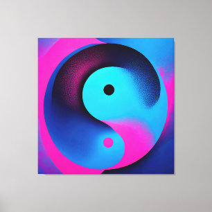 Spiritual Symmetry Yin Yang Colourful Abstract Art Canvas Print