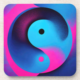 Spiritual Symmetry Yin Yang Colourful Abstract Art Coaster