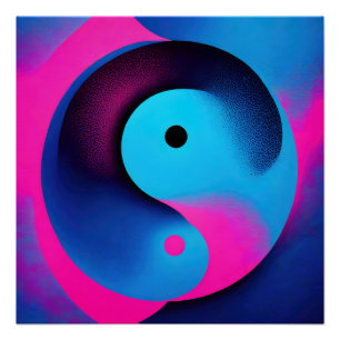 Spiritual Symmetry Yin Yang Colourful Abstract Art Poster