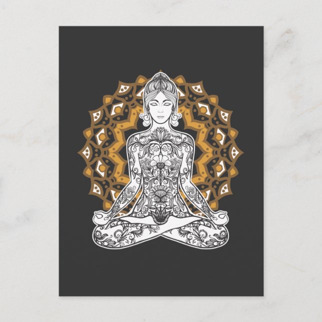 Spiritual Tattoo Girl Yoga Chakra Meditating Postcard (Front)