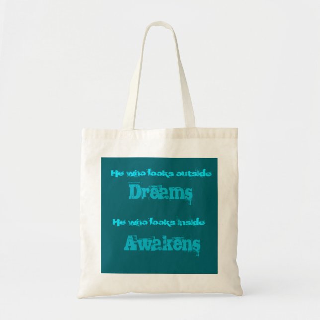 Spiritual Typography Quote on Awakening Tote Bag (Front)
