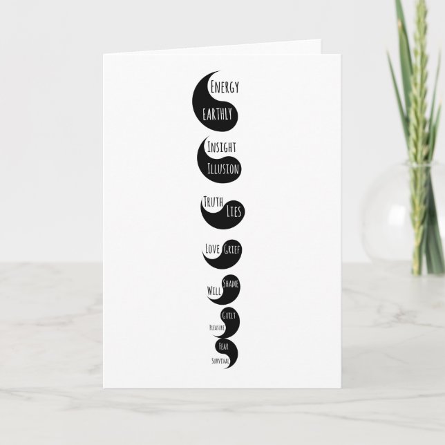 Spiritual White Black Yin Yang Chakras Card (Front)