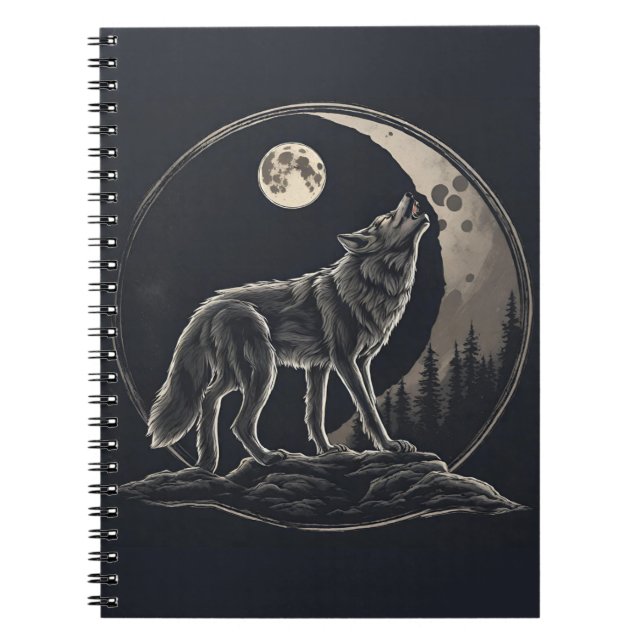 Spiritual Wolf Crescent moon Notebook (Front)