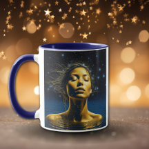 Spiritual Woman in Water under the Stars