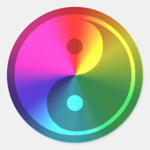 Spiritual Yin Yang - Rainbow Design Classic Round Sticker