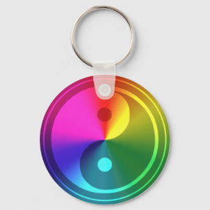 Spiritual Yin Yang - Rainbow Design Key Ring