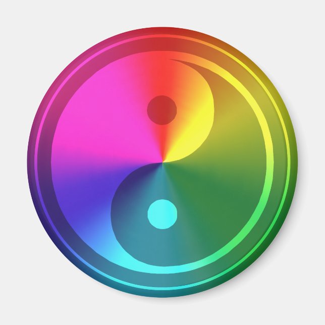 Spiritual Yin Yang - Rainbow Design Magnet (Front)