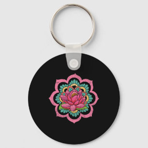 Spiritual Yoga Boho Flower Blossom Pilates Lotus M Key Ring