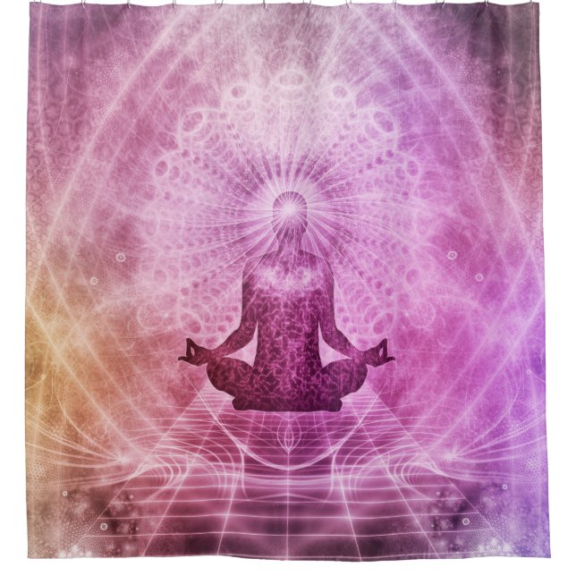 Spiritual Yoga Meditation Zen Colourful Shower Curtain (Front)