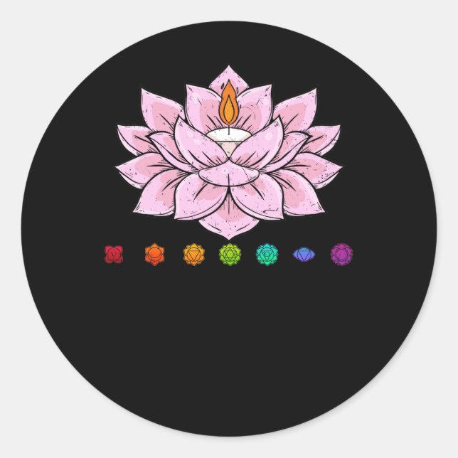 Spiritual Zen Lotus Flower Chakras Aligned Yoga Lo Classic Round Sticker (Front)