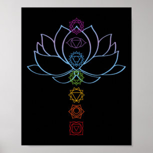 Spiritual Zen Lotus Flower Chakras Aligned Yoga  Poster