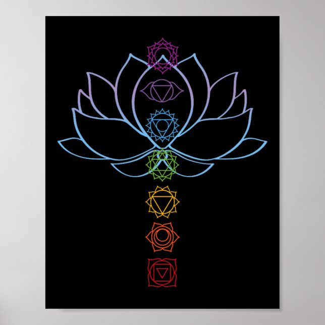 Spiritual Zen Lotus Flower Chakras Aligned Yoga  Poster (Front)