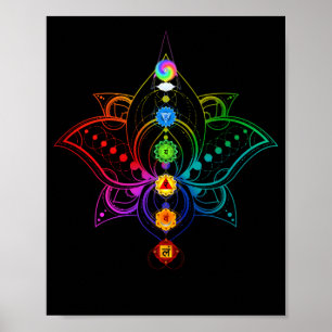 Spiritual Zen Lotus Flower Chakras Aligned Yoga Poster