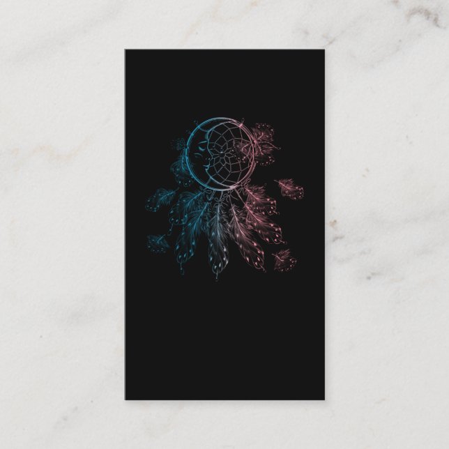 Spirituality Dreamcatcher Colourful Feathers Moon Business Card (Front)