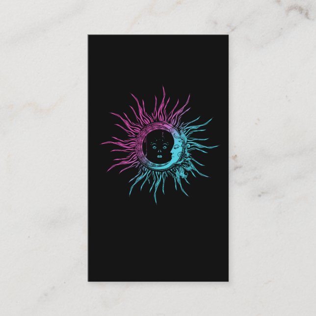 Spirituality Moon and Sun Illustration Business Card (Front)