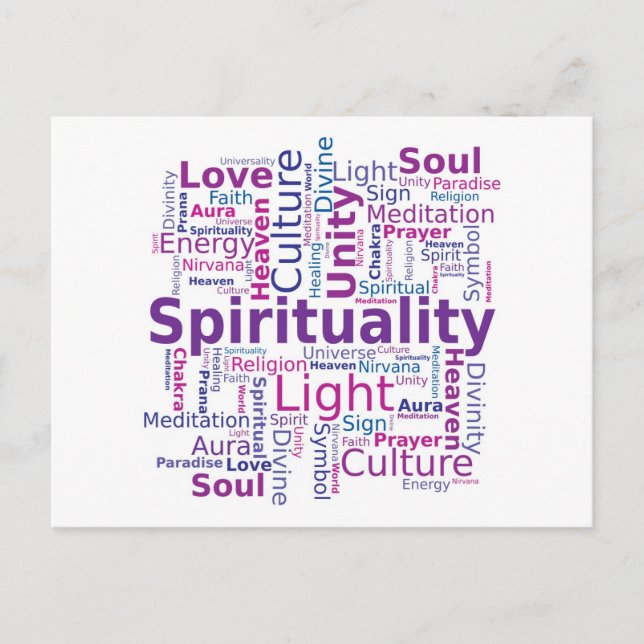 Spirituality Word Cloud - Pink Postcard (Front)