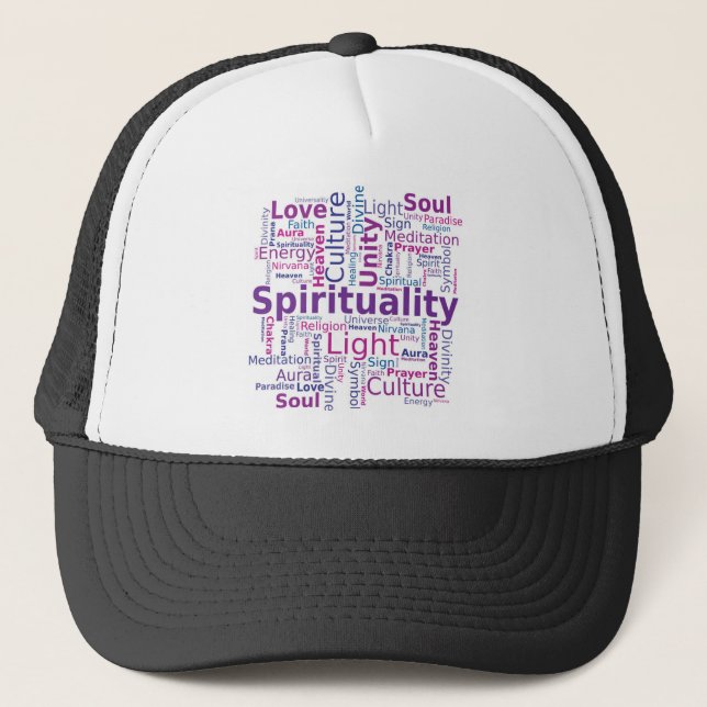 Spirituality Word Cloud - Pink Trucker Hat (Front)